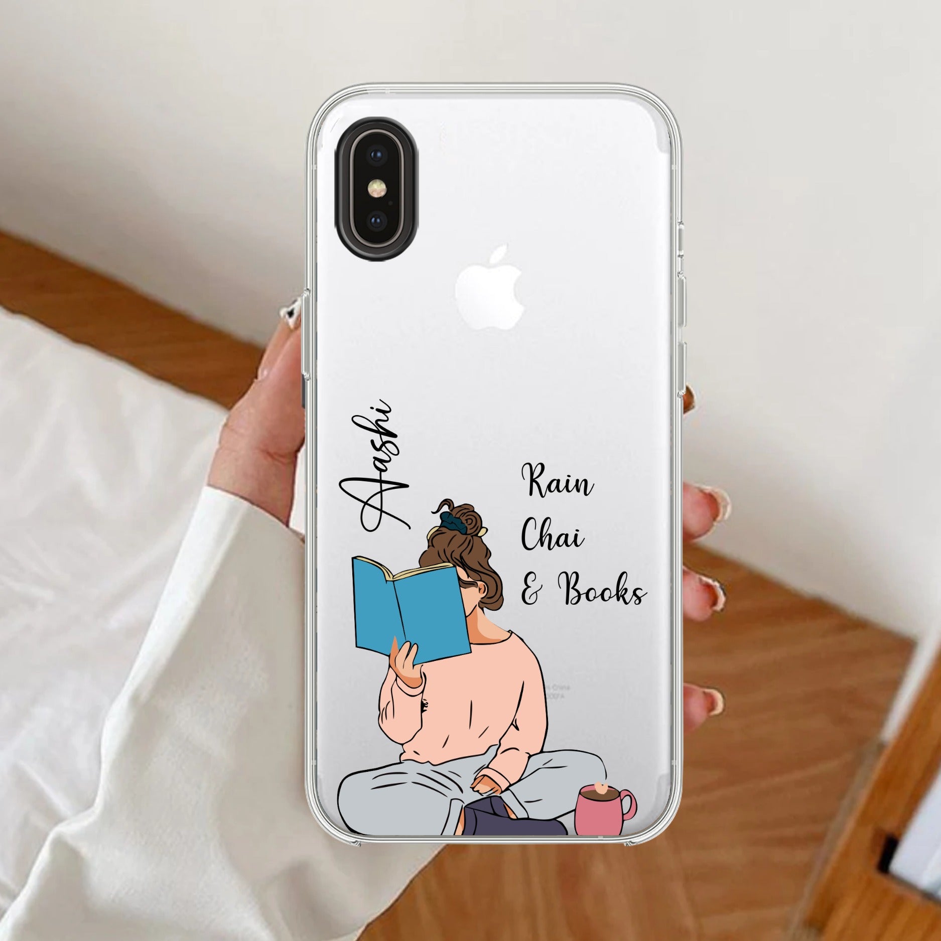 Girl with Book Customize Transparent Silicon Case For iPhone