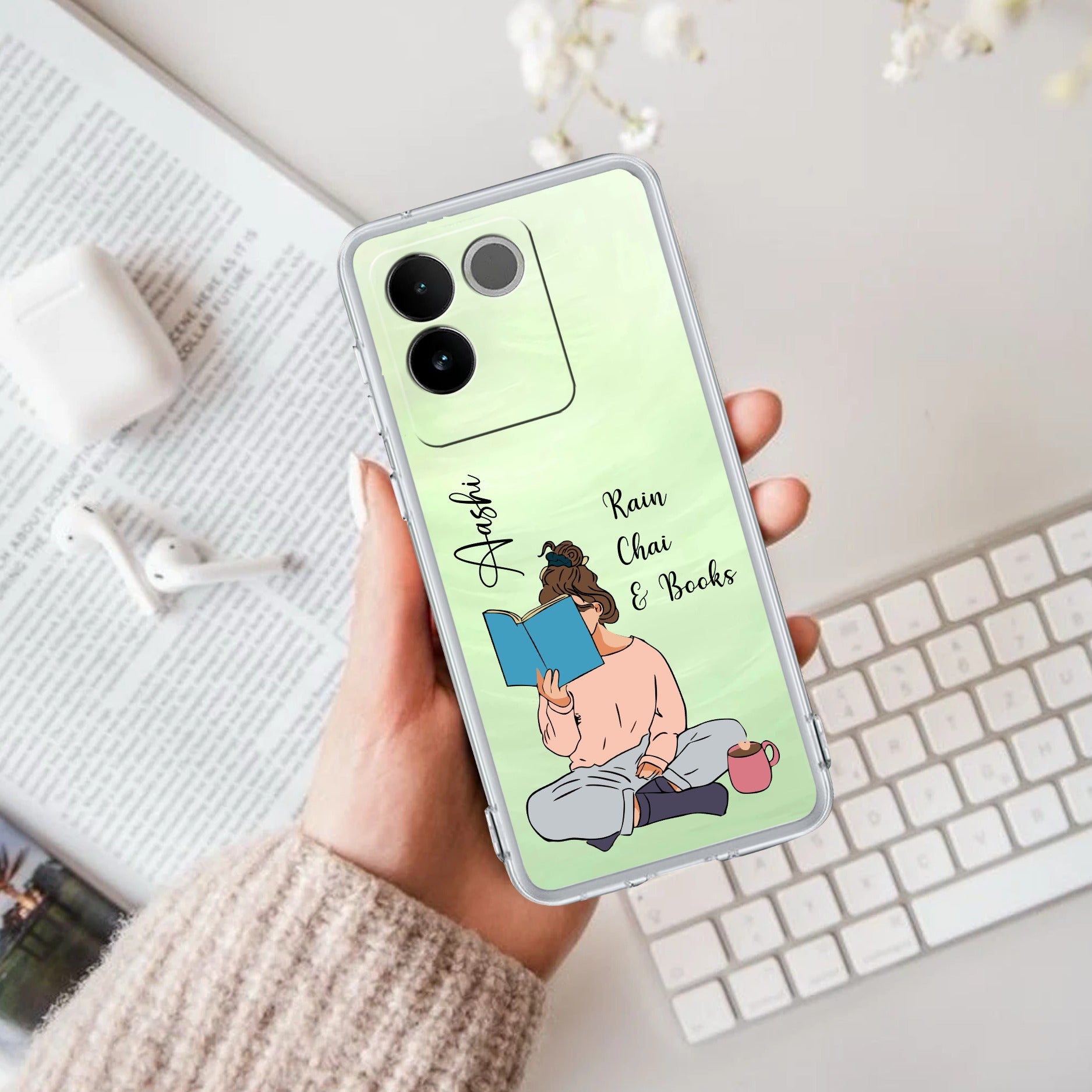 Girl with Book Customize Transparent Silicon Case For Vivo