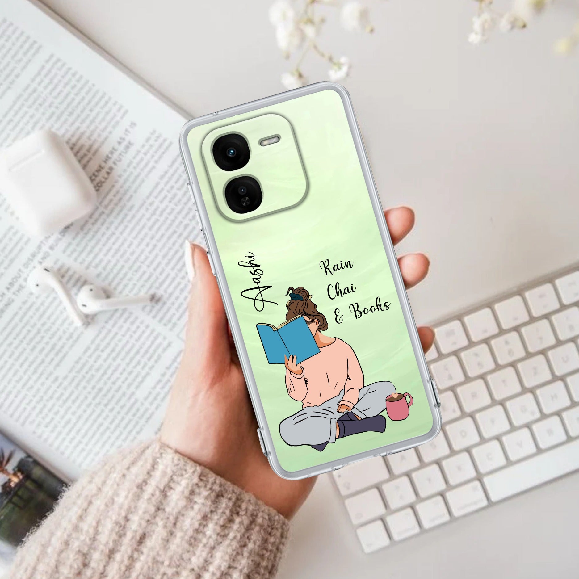 Girl with Book Customize Transparent Silicon Case For iQOO Z9x 5G
