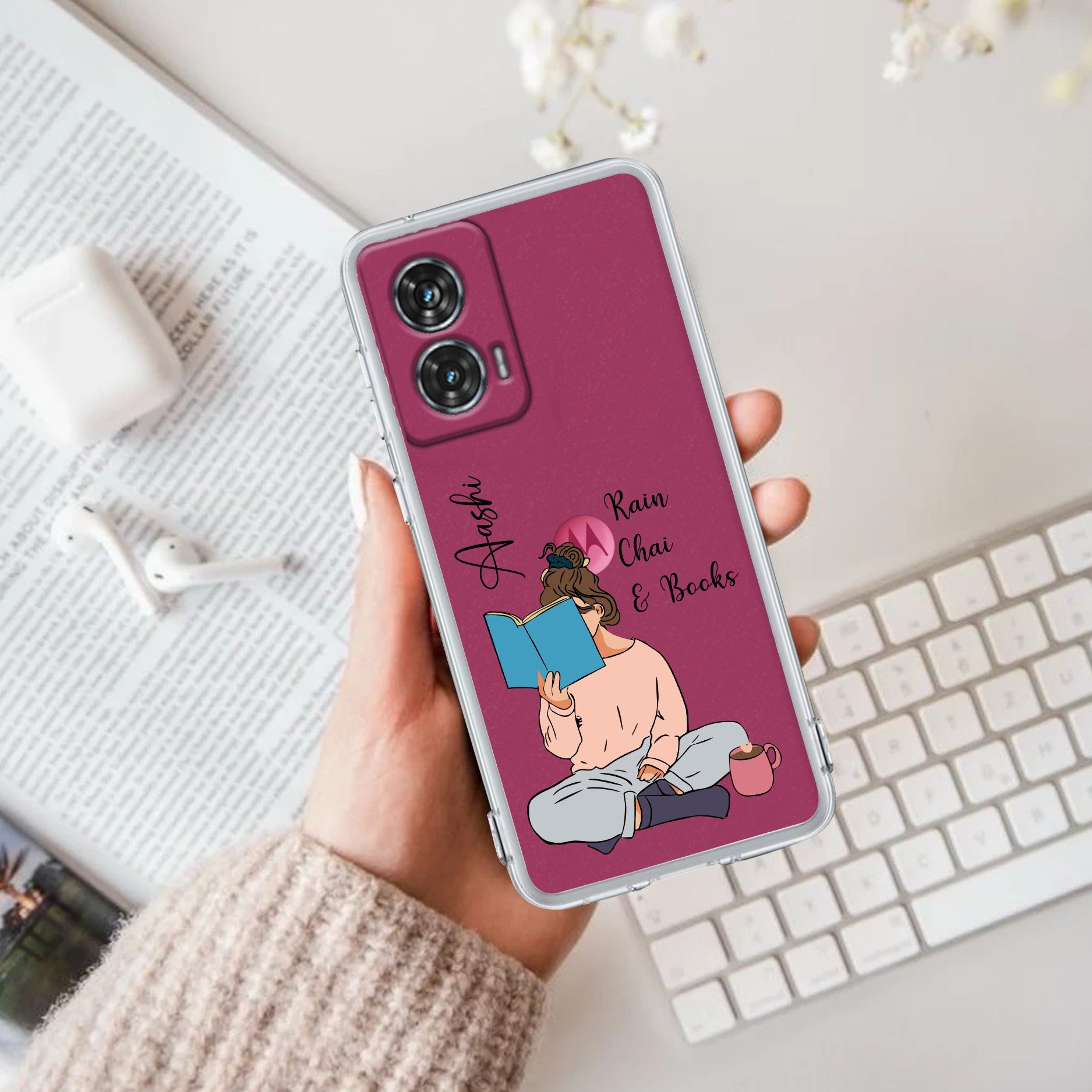 Girl with Book Customize Anti Yellow Case For Motorola Edge 50 Fusion 5G