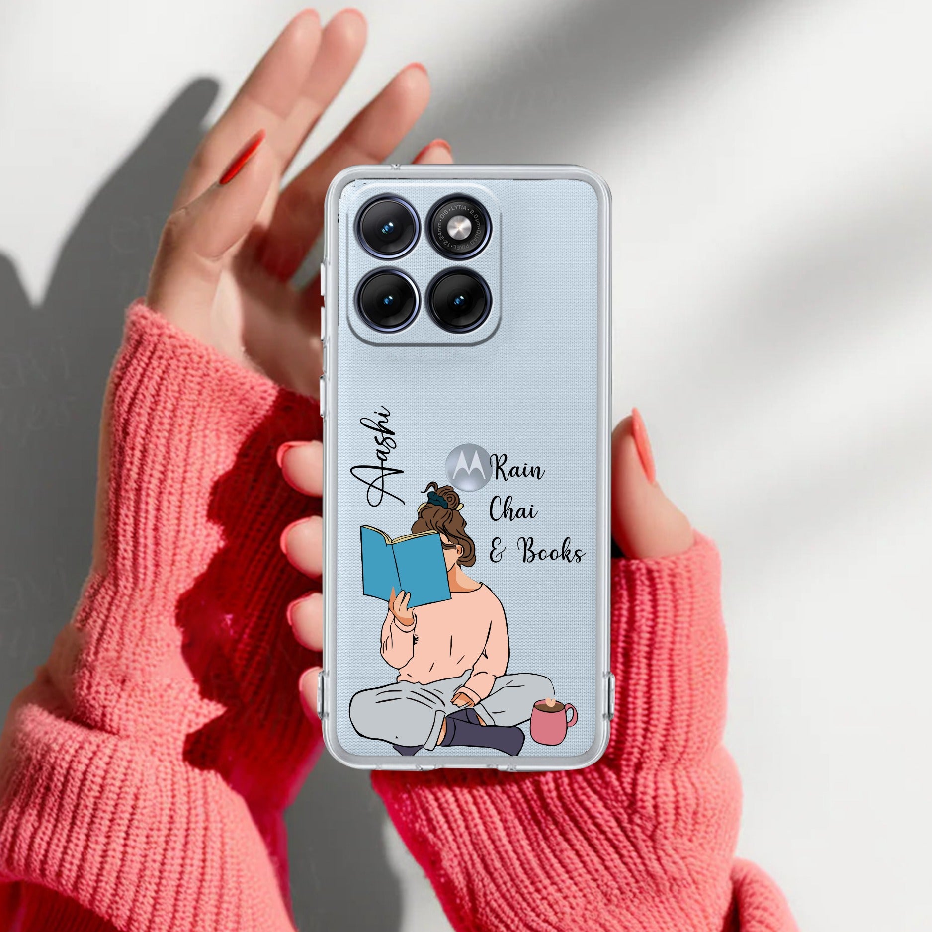 Girl with Book Customize Transparent Silicon Case For Motorola