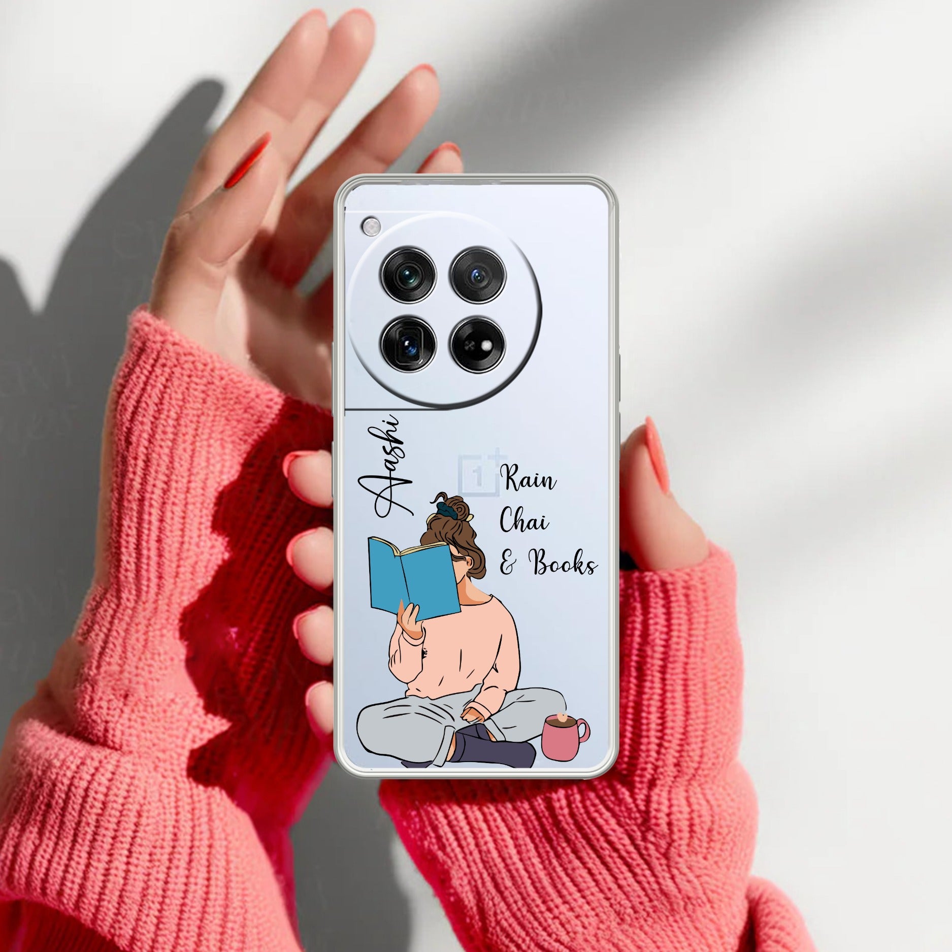 Girl with Book Customize Transparent Silicon Case For OnePlus 12 5G