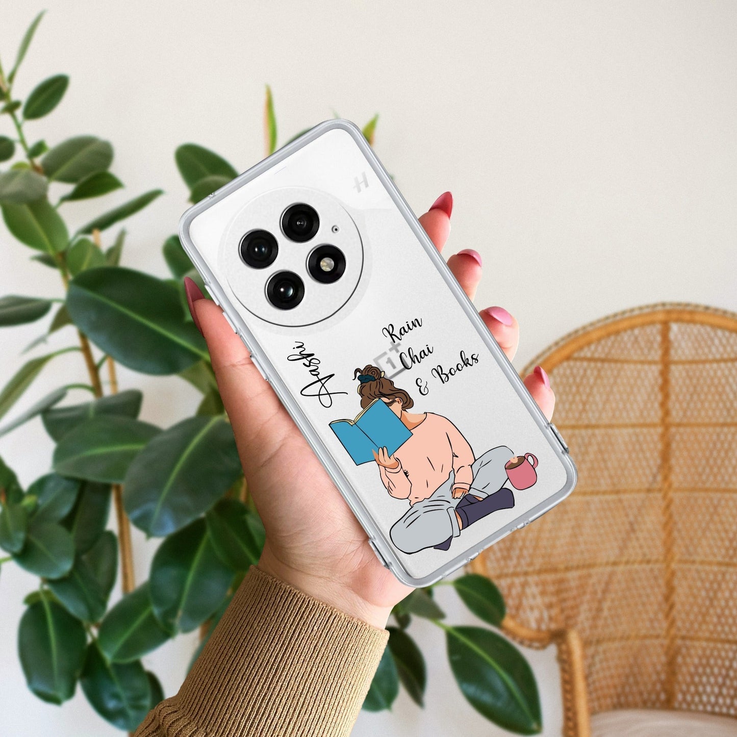Girl with Book Customize Transparent Silicon Case For OnePlus