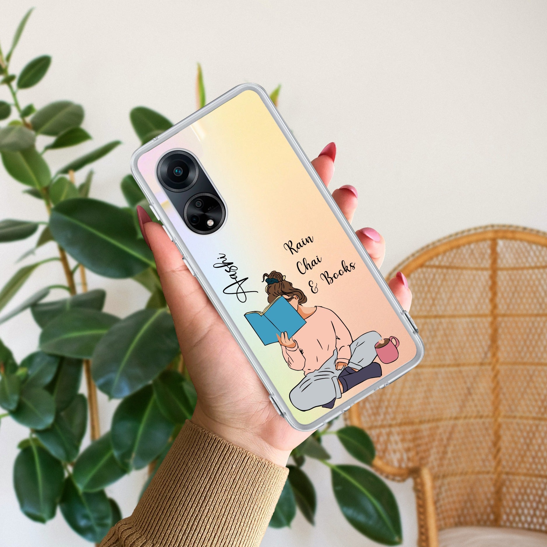 Girl with Book Customize Anti Yellow Case For Oppo Reno 8T 5G