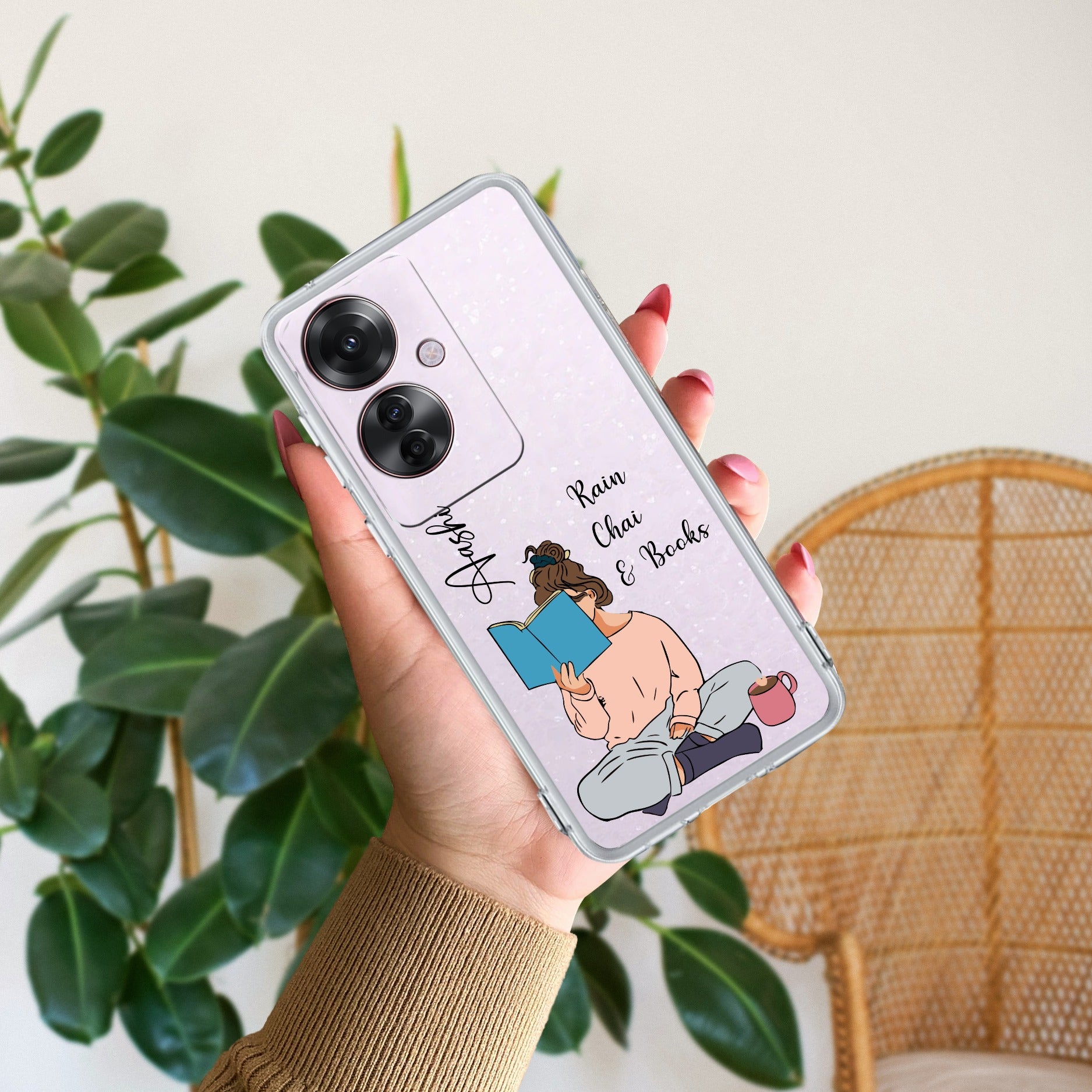Girl with Book Customize Anti Yellow Case For Oppo F25 Pro 5G