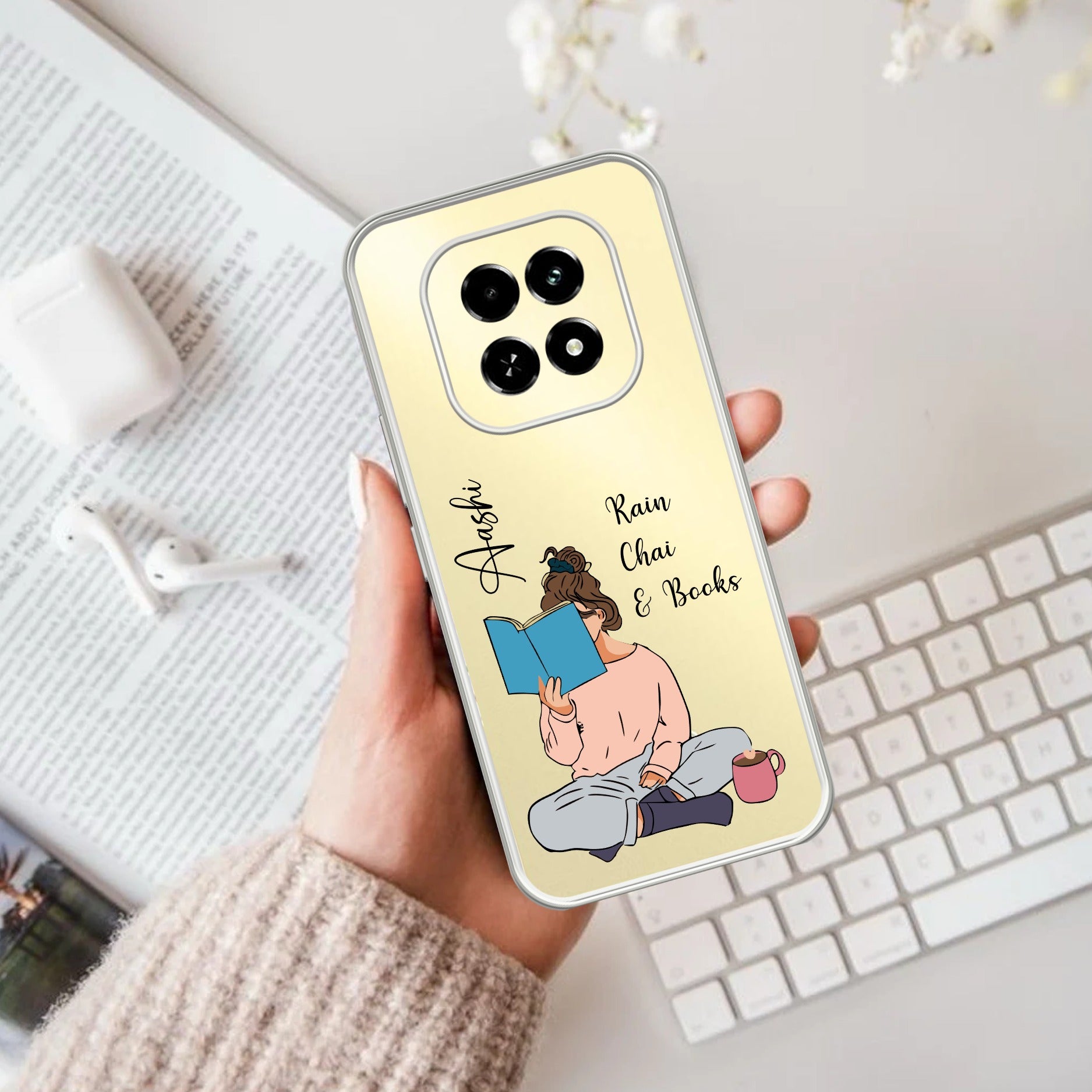 Girl with Book Customize Transparent Silicon Case For Oppo F29 5G
