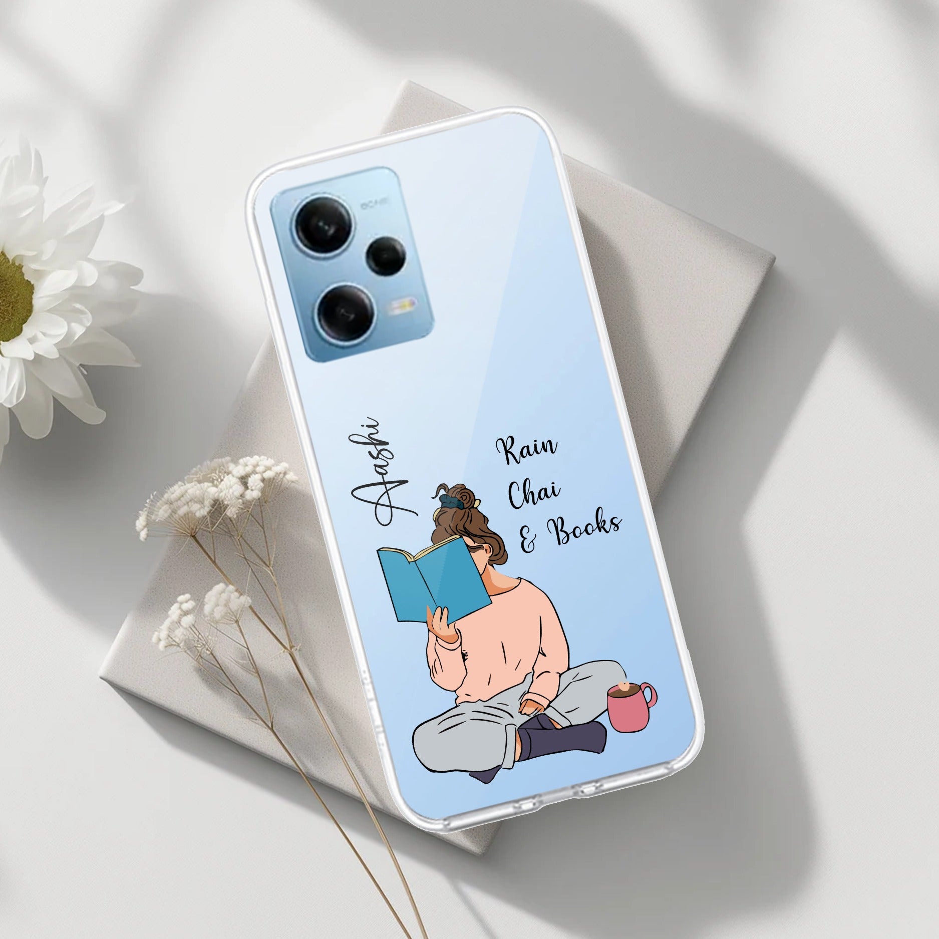 Girl with Book Customize Transparent Silicon Case For Redmi Note 12 5G