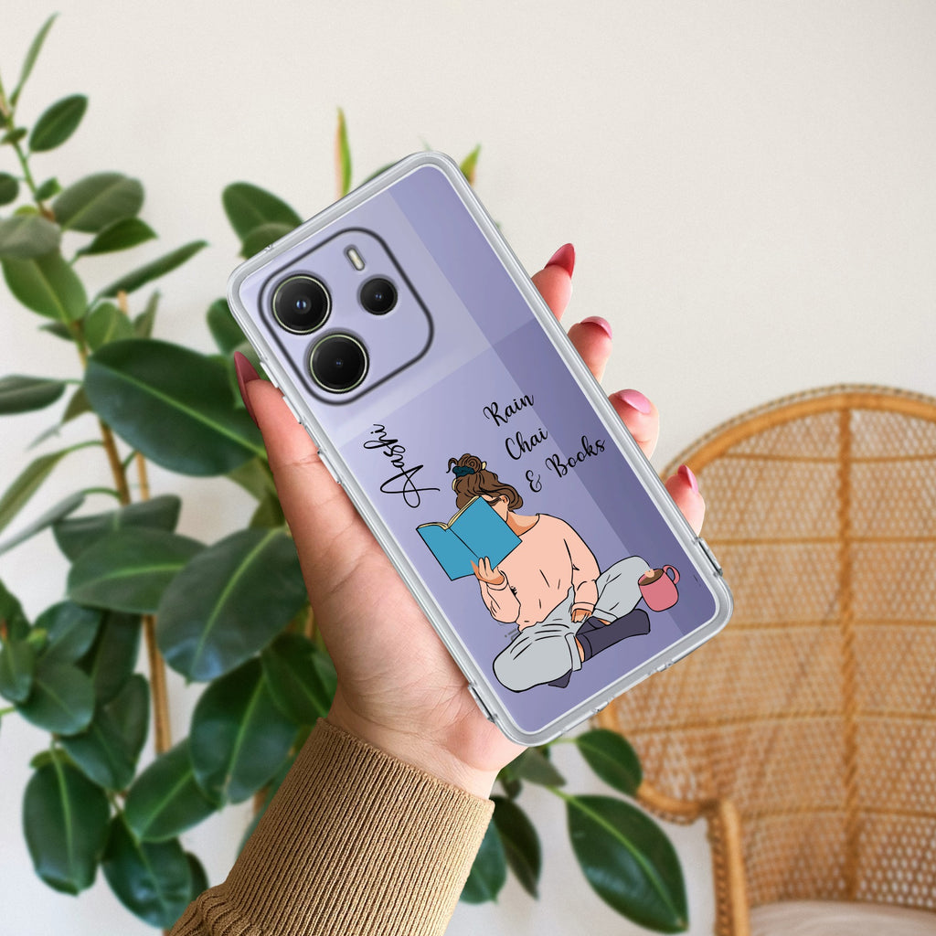 Girl with Book Customize Transparent Silicon Case For Redmi Note 14 5G