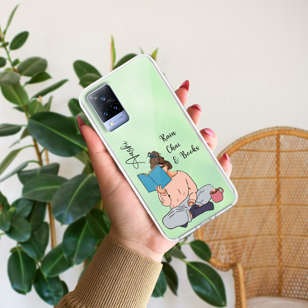 Girl with Book Customize Transparent Silicon Case For Vivo V21 5G