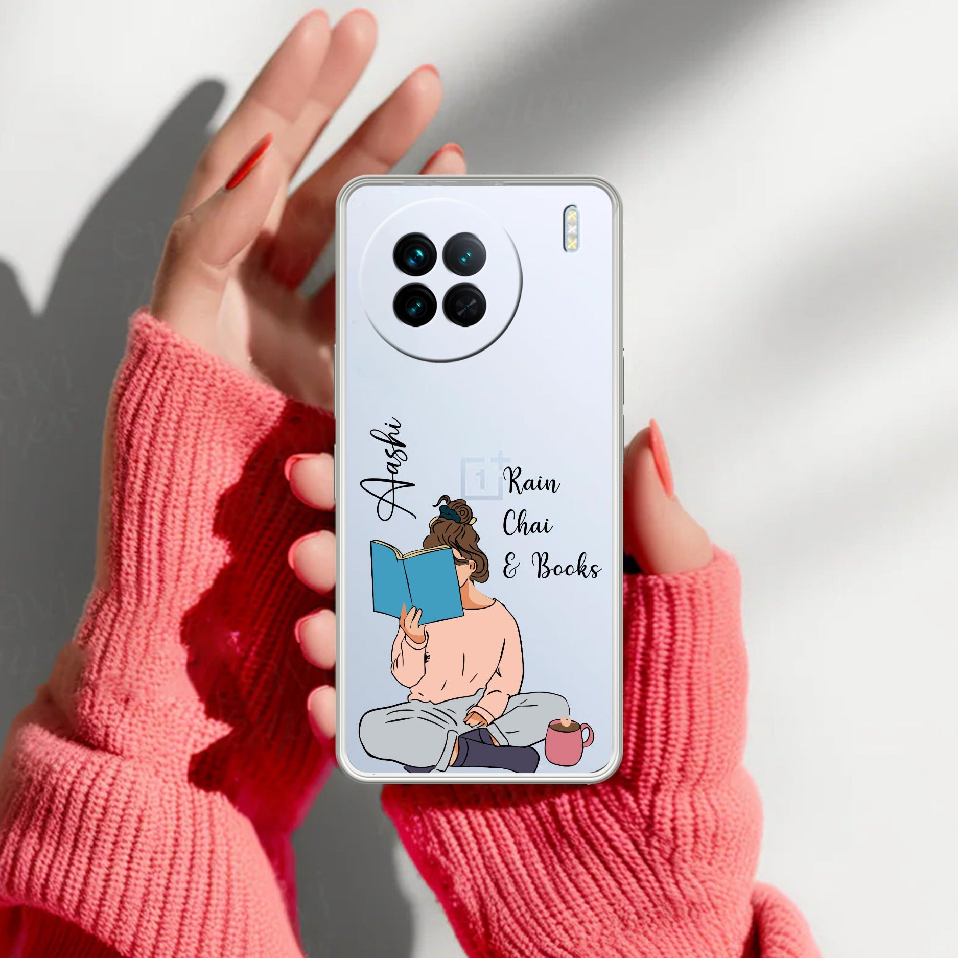 Girl with Book Customize Transparent Silicon Case For Vivo X90 5G