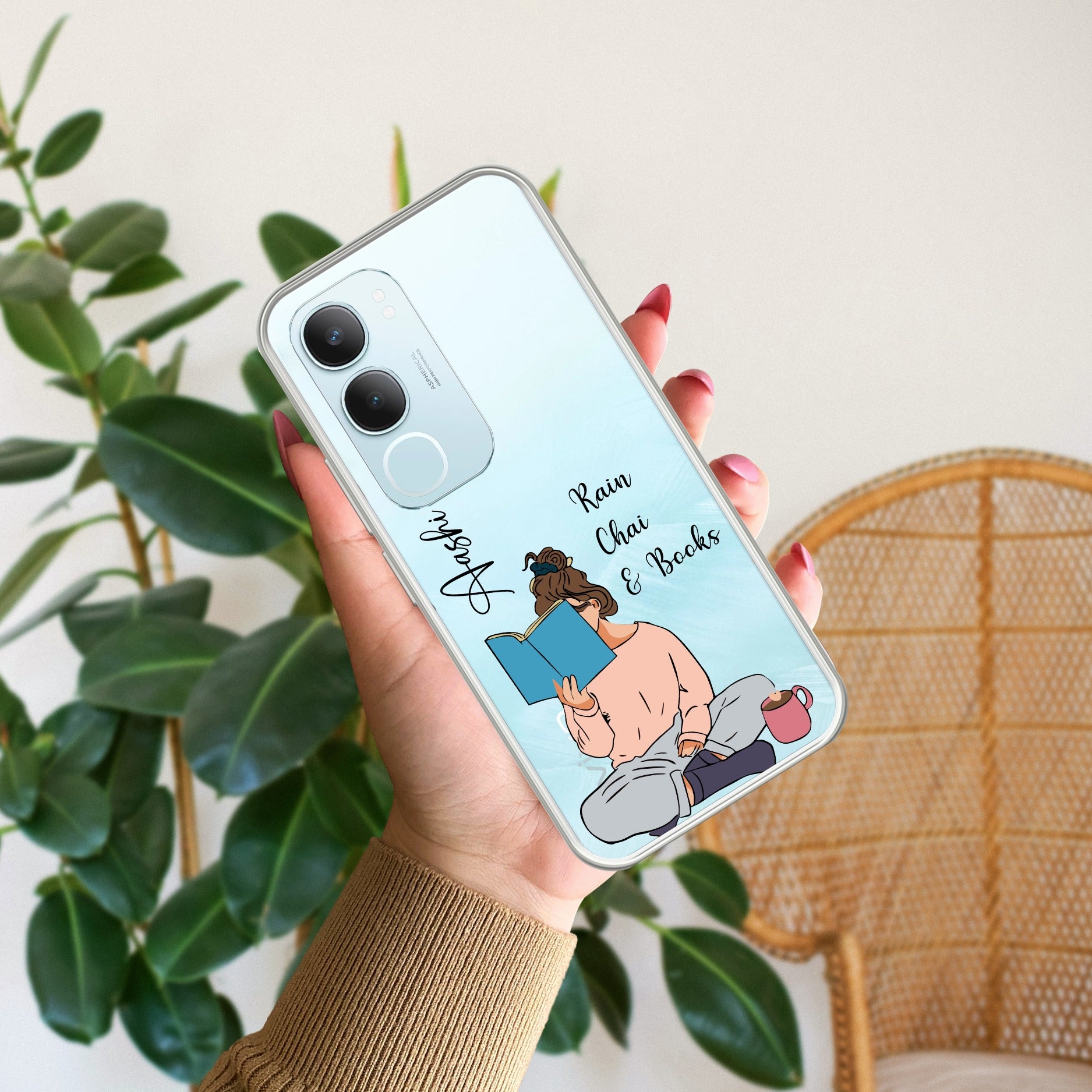 Girl with Book Customize Transparent Silicon Case For Vivo Y29 5G
