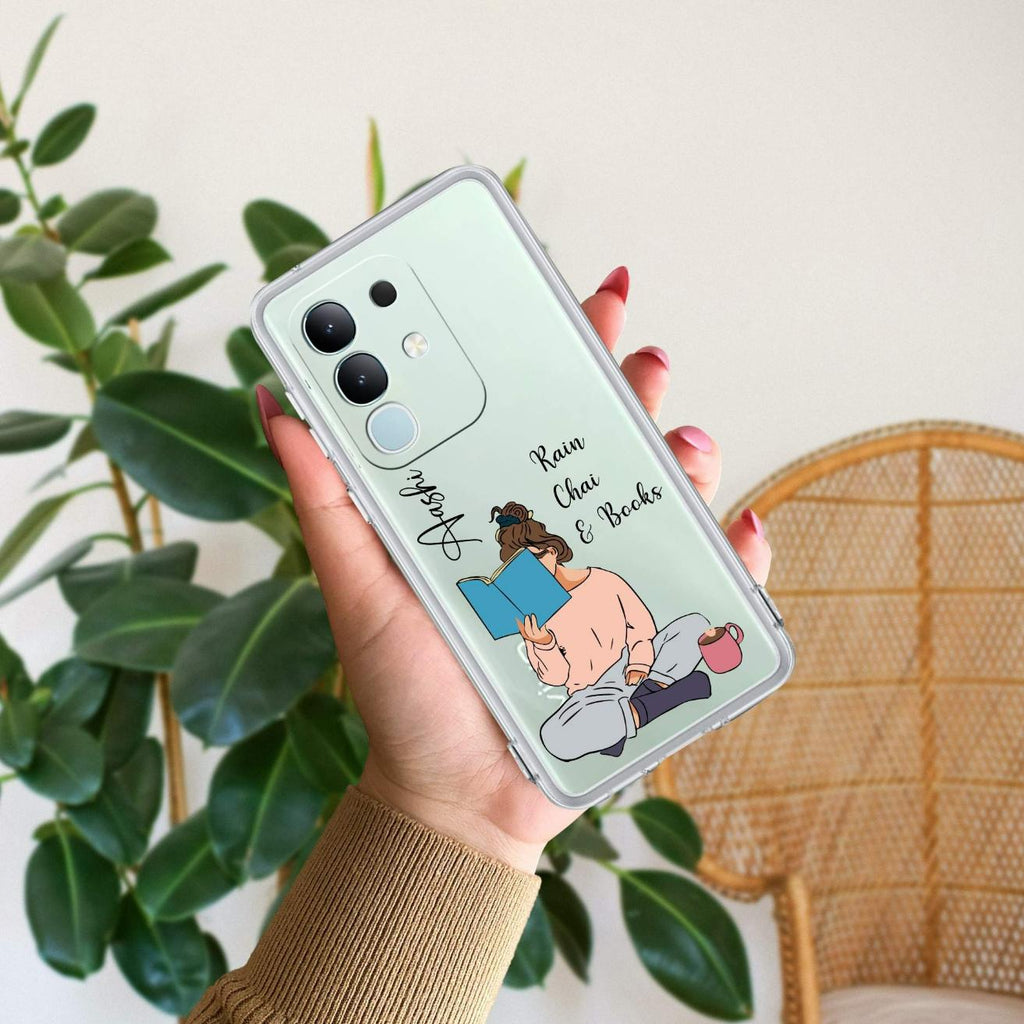 Girl with Book Customize Transparent Silicon Case For Vivo Y31 5G