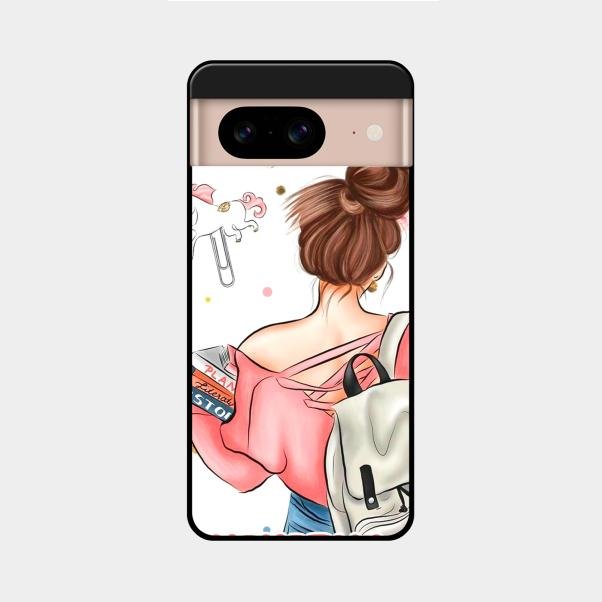 Girl With Book Glossy Metal Case Cover For Google Pixel 8 5G