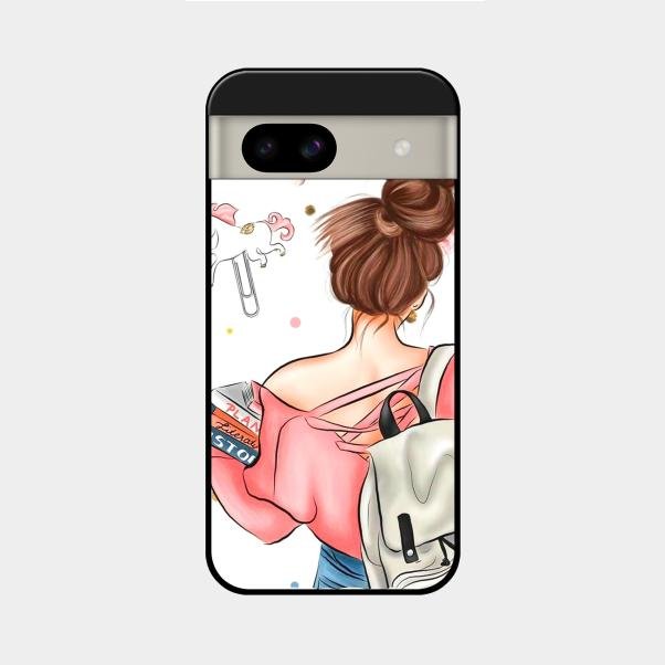 Girl With Book Glossy Metal Case Cover For Google Pixel 8A 5G