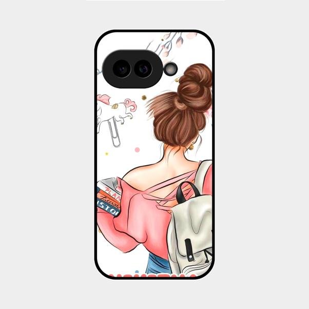 Girl With Book Glossy Metal Case Cover For Google Pixel 9A 5G