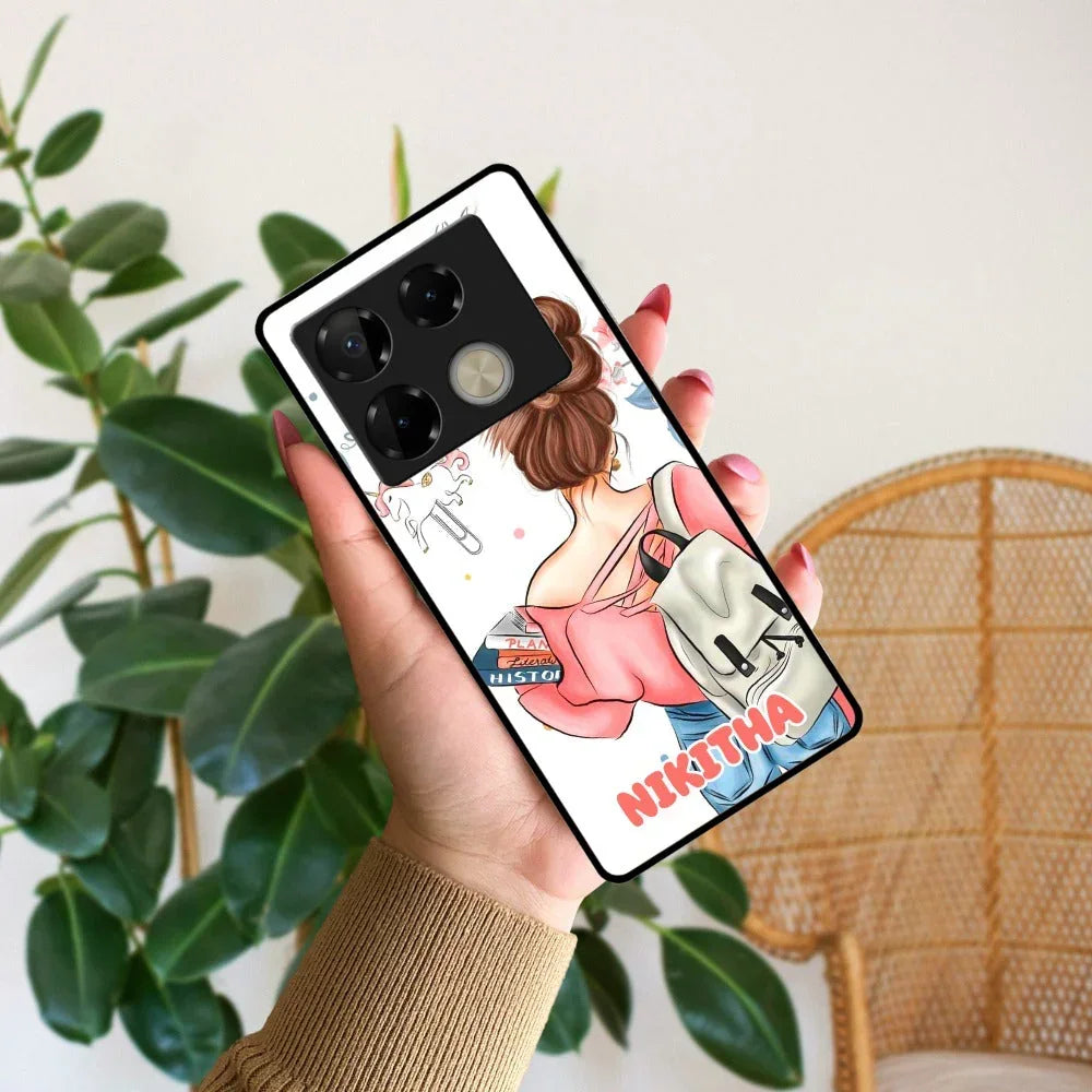 Girl With Book Glossy Metal Case Cover For Infinix - ShopOnCliQ