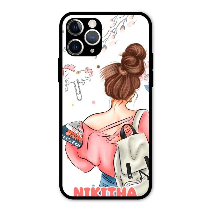 Girl With Book Glossy Metal Case Cover For iPhone 11 Pro