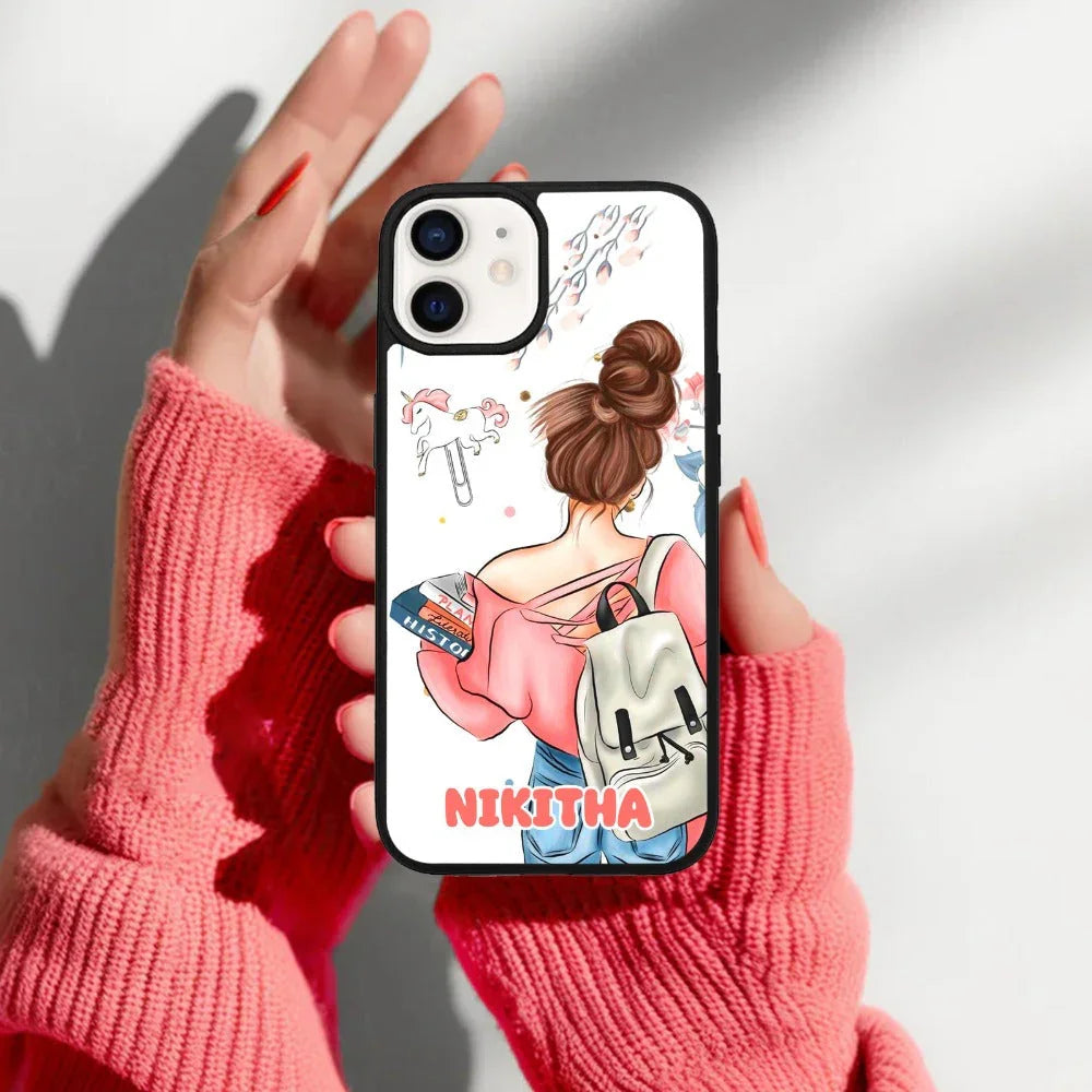 Girl With Book Glossy Metal Case Cover For iPhone - ShopOnCliQ