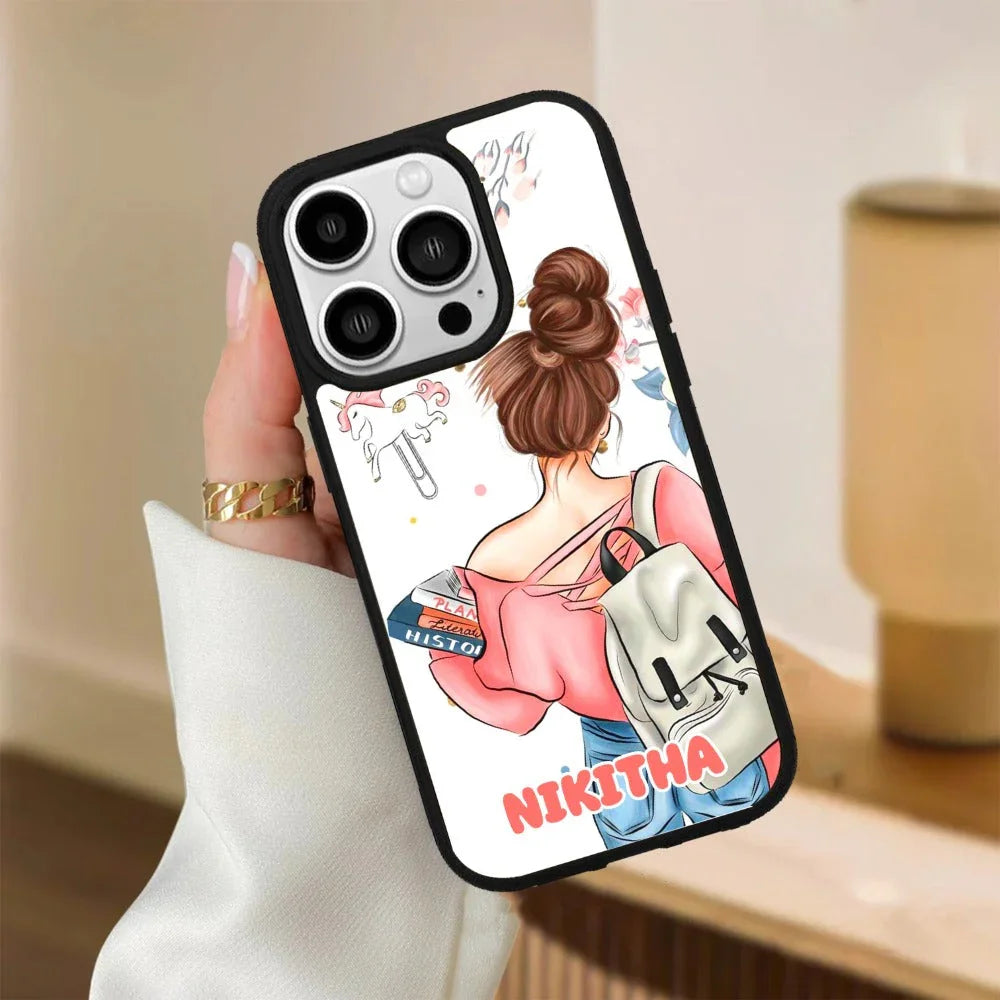 Girl With Book Glossy Metal Case Cover For iPhone - ShopOnCliQ