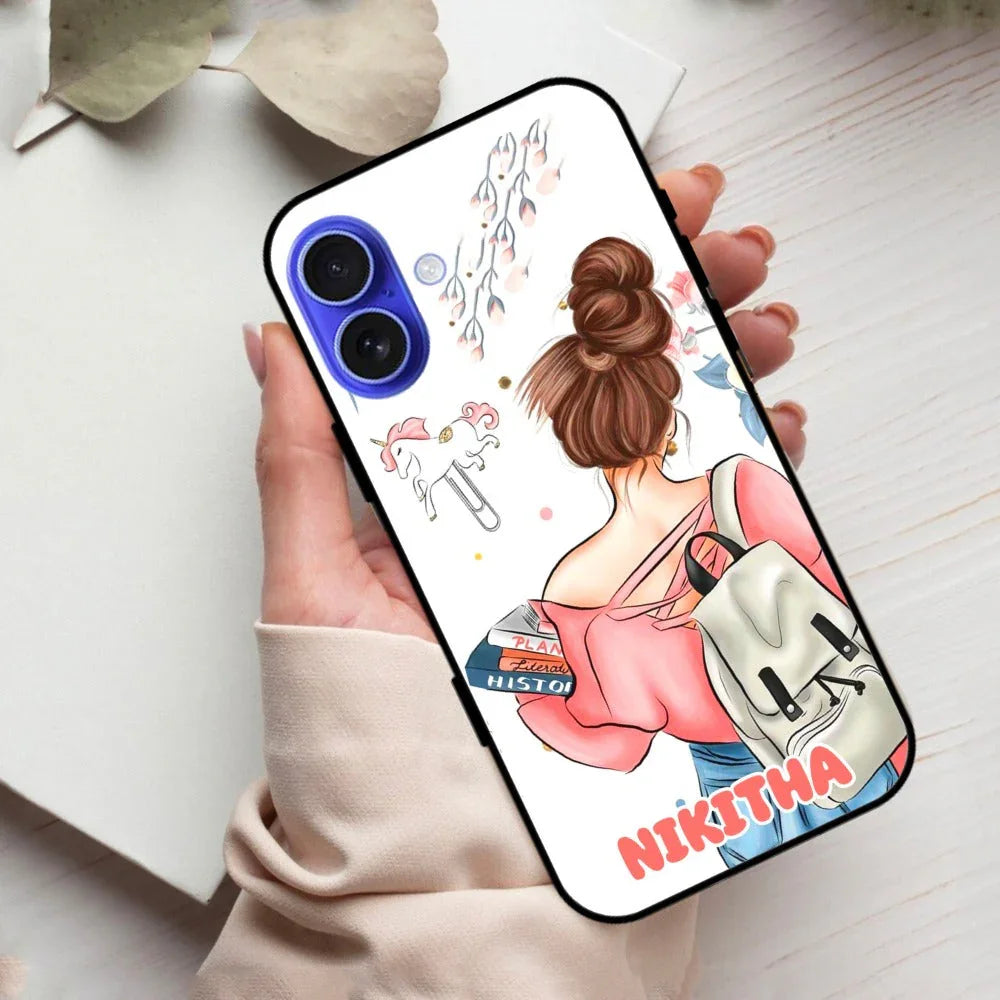 Girl With Book Glossy Metal Case Cover For iPhone - ShopOnCliQ