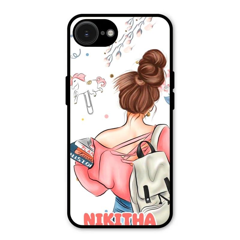 Girl With Book Glossy Metal Case Cover For iPhone 16e