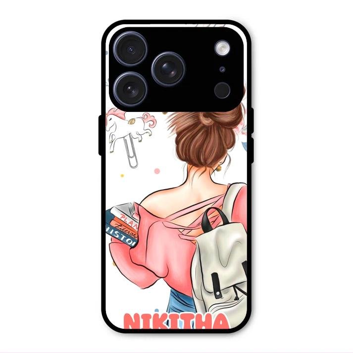 Girl With Book Glossy Metal Case Cover For iPhone 17 Pro