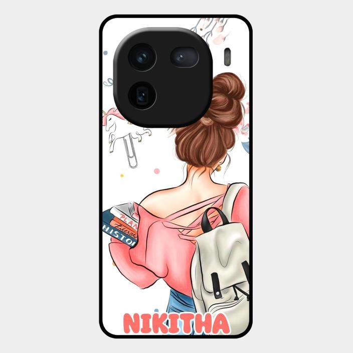 Girl With Book Glossy Metal Case Cover For Iqoo 12 5G
