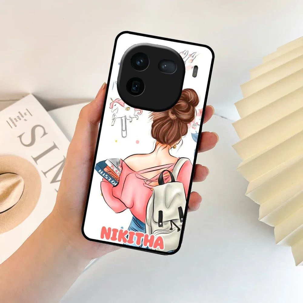 Girl With Book Glossy Metal Case Cover For iQOO - ShopOnCliQ