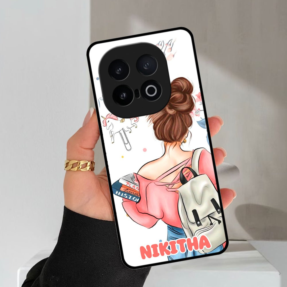 Girl With Book Glossy Metal Case Cover For Vivo