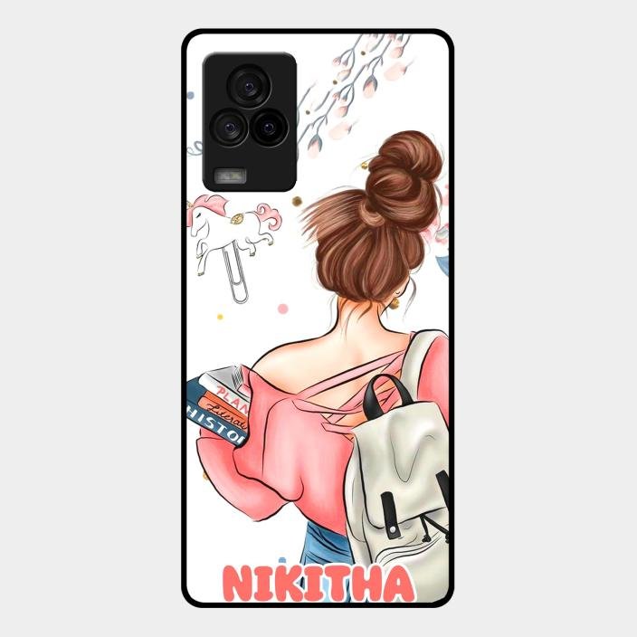 Girl With Book Glossy Metal Case Cover For Iqoo 7 Legend 5G