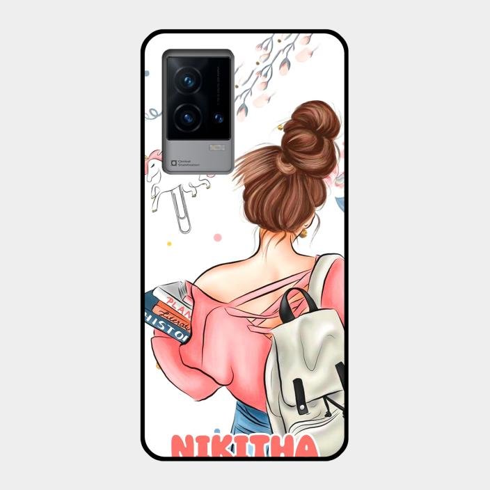 Girl With Book Glossy Metal Case Cover For Iqoo 9 5G