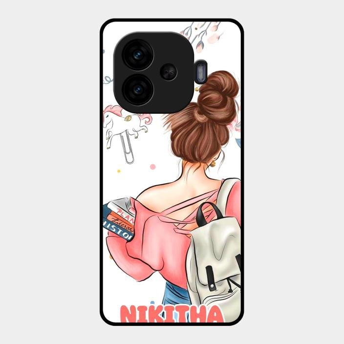 Girl With Book Glossy Metal Case Cover For Iqoo Neo 10R 5G