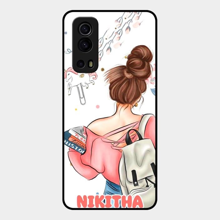 Girl With Book Glossy Metal Case Cover For Iqoo Z3 5G
