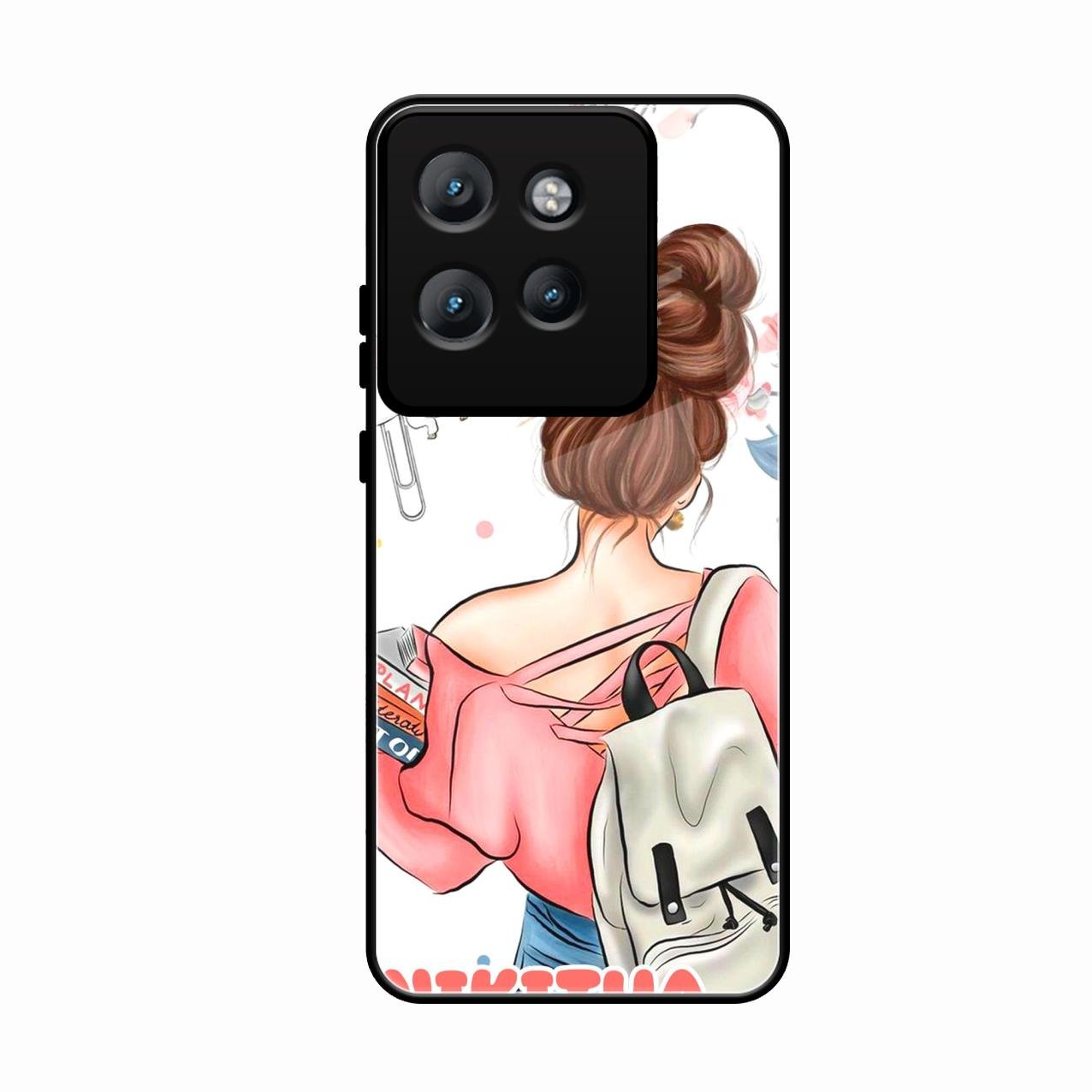 Girl With Book Glossy Metal Case Cover For Motorola Edge 50 Neo