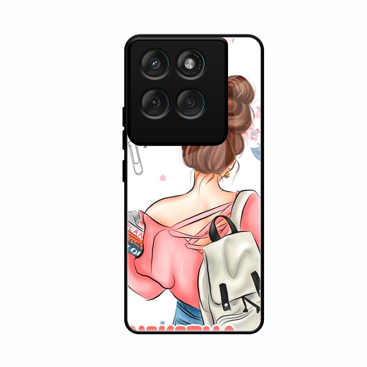 Girl With Book Glossy Metal Case Cover For Motorola Edge 60 Pro 5G