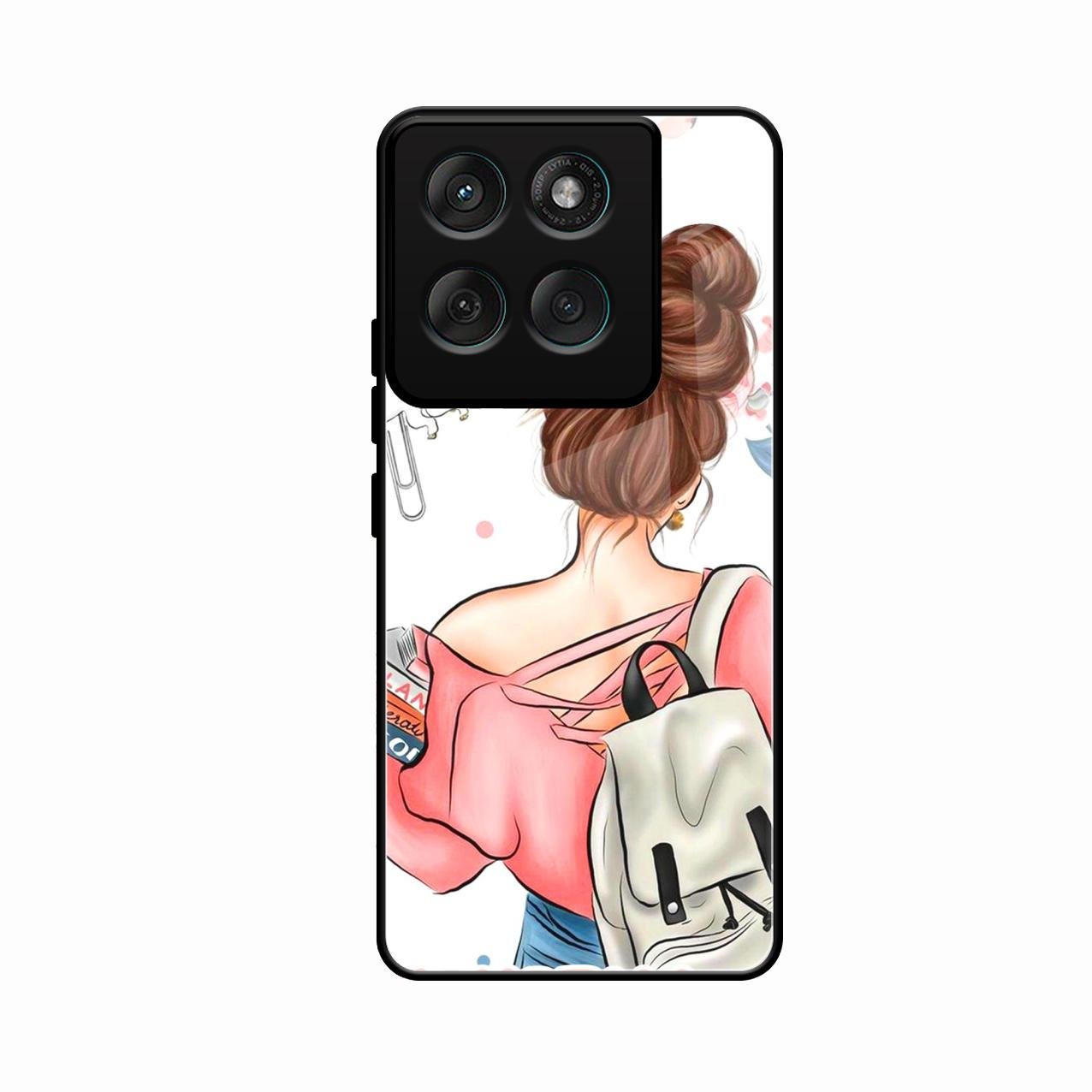 Girl With Book Glossy Metal Case Cover For Motorola Edge 70 5G