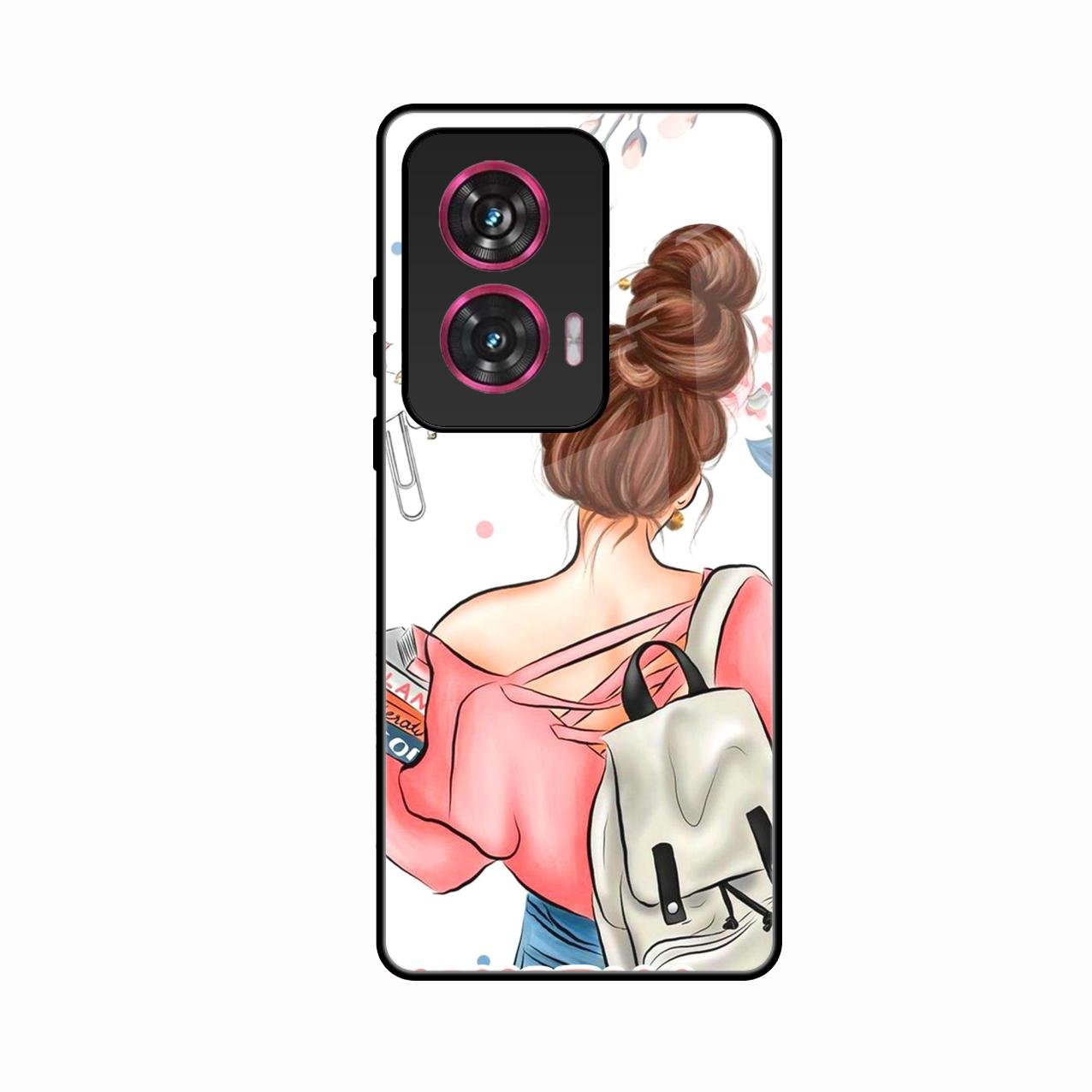 Girl With Book Glossy Metal Case Cover For Motorola G96 5G