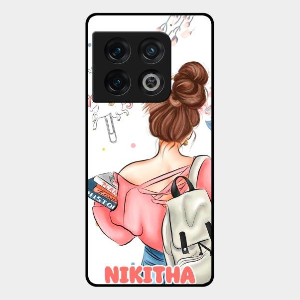 Girl With Book Glossy Metal Case Cover For Oneplus 10 Pro 5G