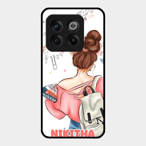 Girl With Book Glossy Metal Case Cover For Oneplus 10T 5G