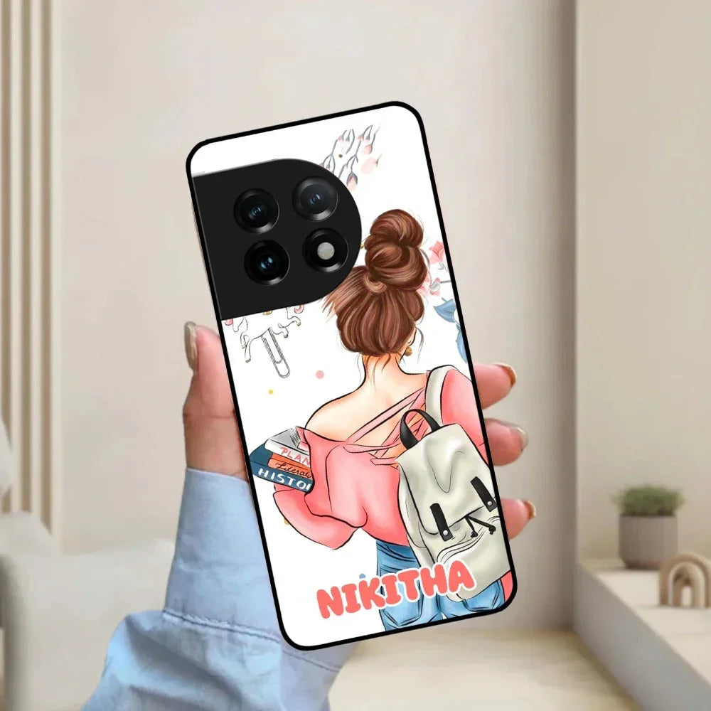 Girl With Book Glossy Metal Case Cover For OnePlus - ShopOnCliQ