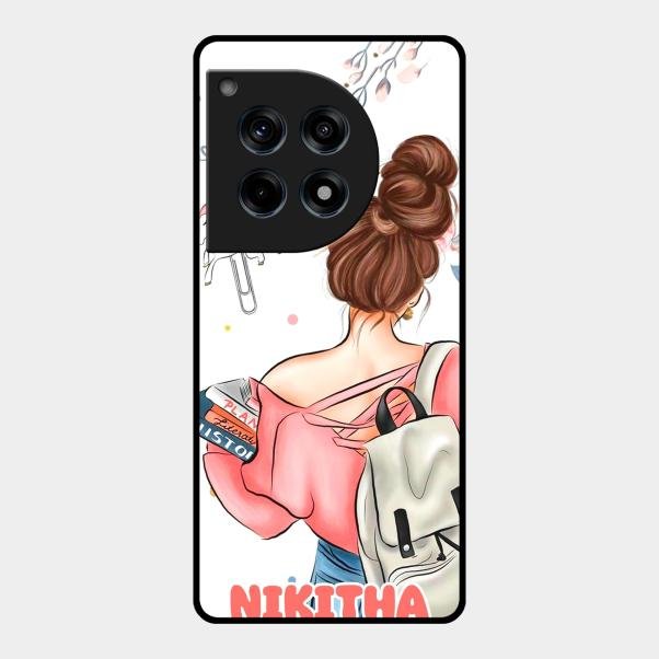 Girl With Book Glossy Metal Case Cover For Oneplus 12R 5G