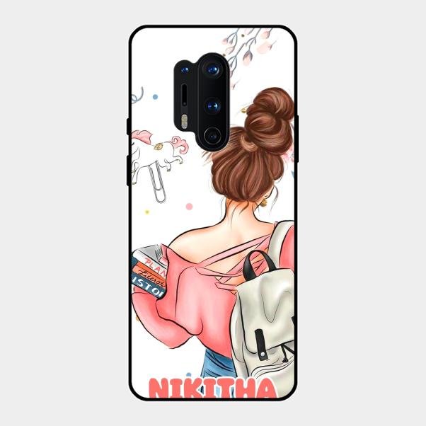 Girl With Book Glossy Metal Case Cover For Oneplus 8 Pro