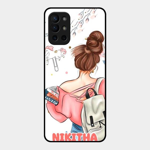 Girl With Book Glossy Metal Case Cover For Oneplus 9R 5G