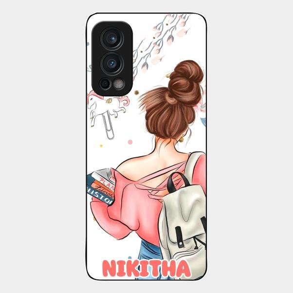 Girl With Book Glossy Metal Case Cover For Oneplus Nord 2 5G