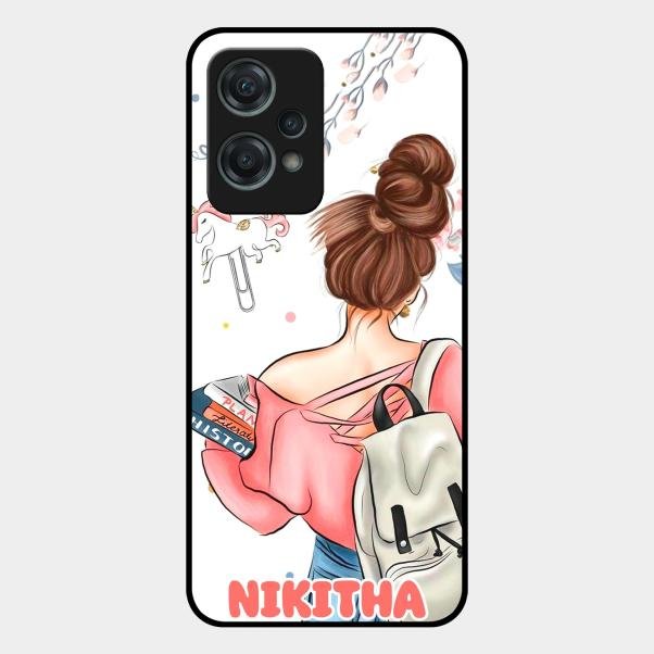 Girl With Book Glossy Metal Case Cover For Oneplus Nord Ce 2 Lite 5G