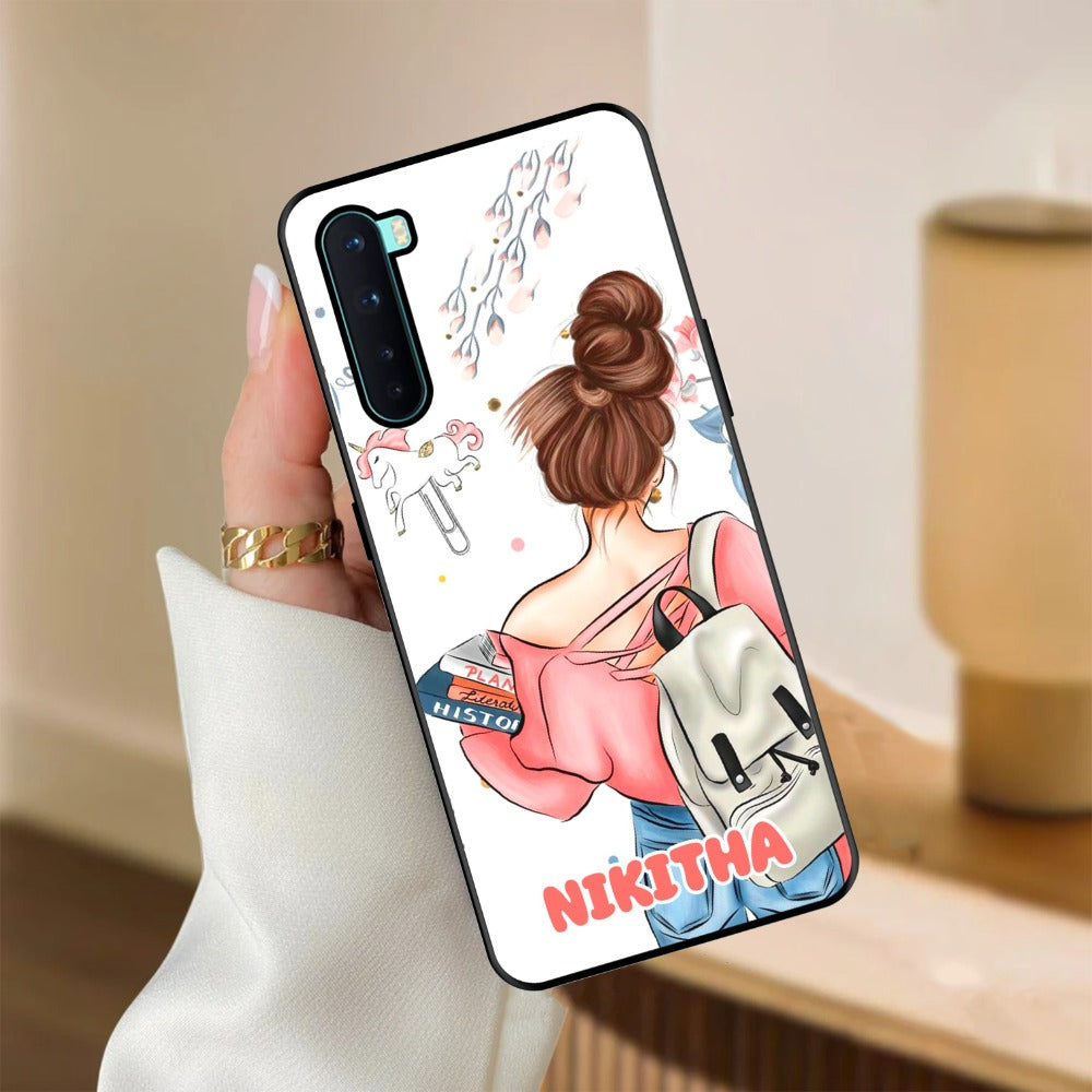 Cute Girl Glossy Metal Case Cover For OnePlus