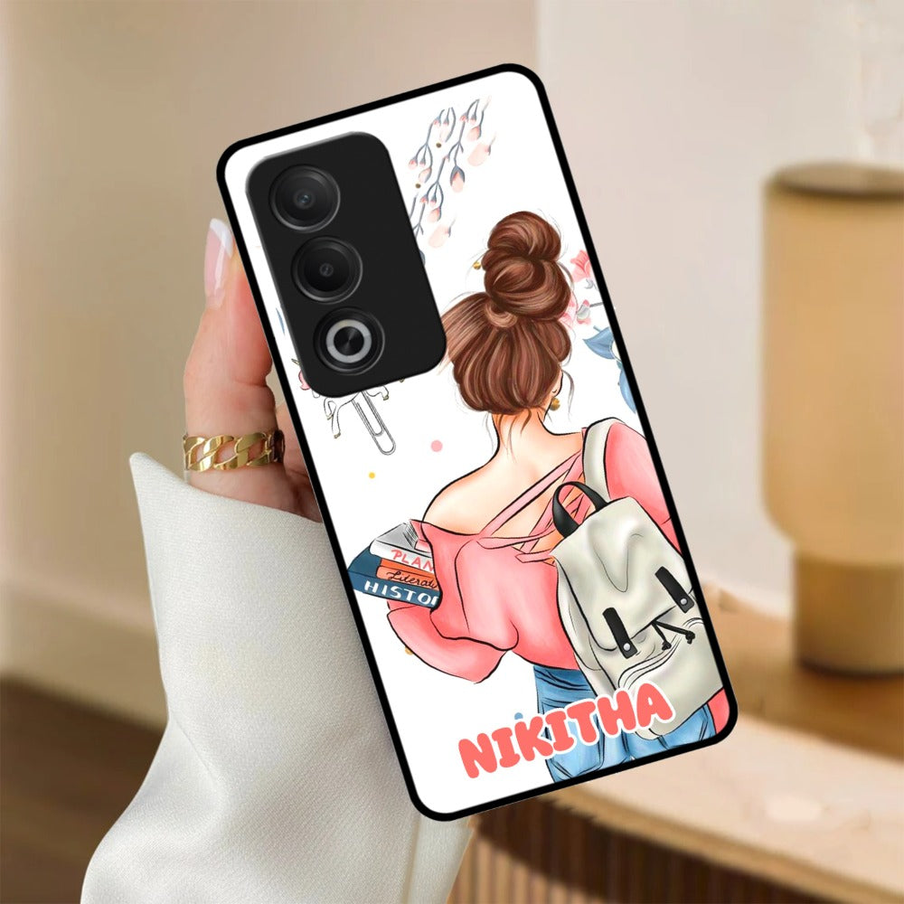 Girl With Book Glossy Metal Case Cover For Oppo