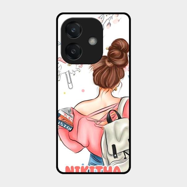 Girl With Book Glossy Metal Case Cover For Oppo A3X 5G