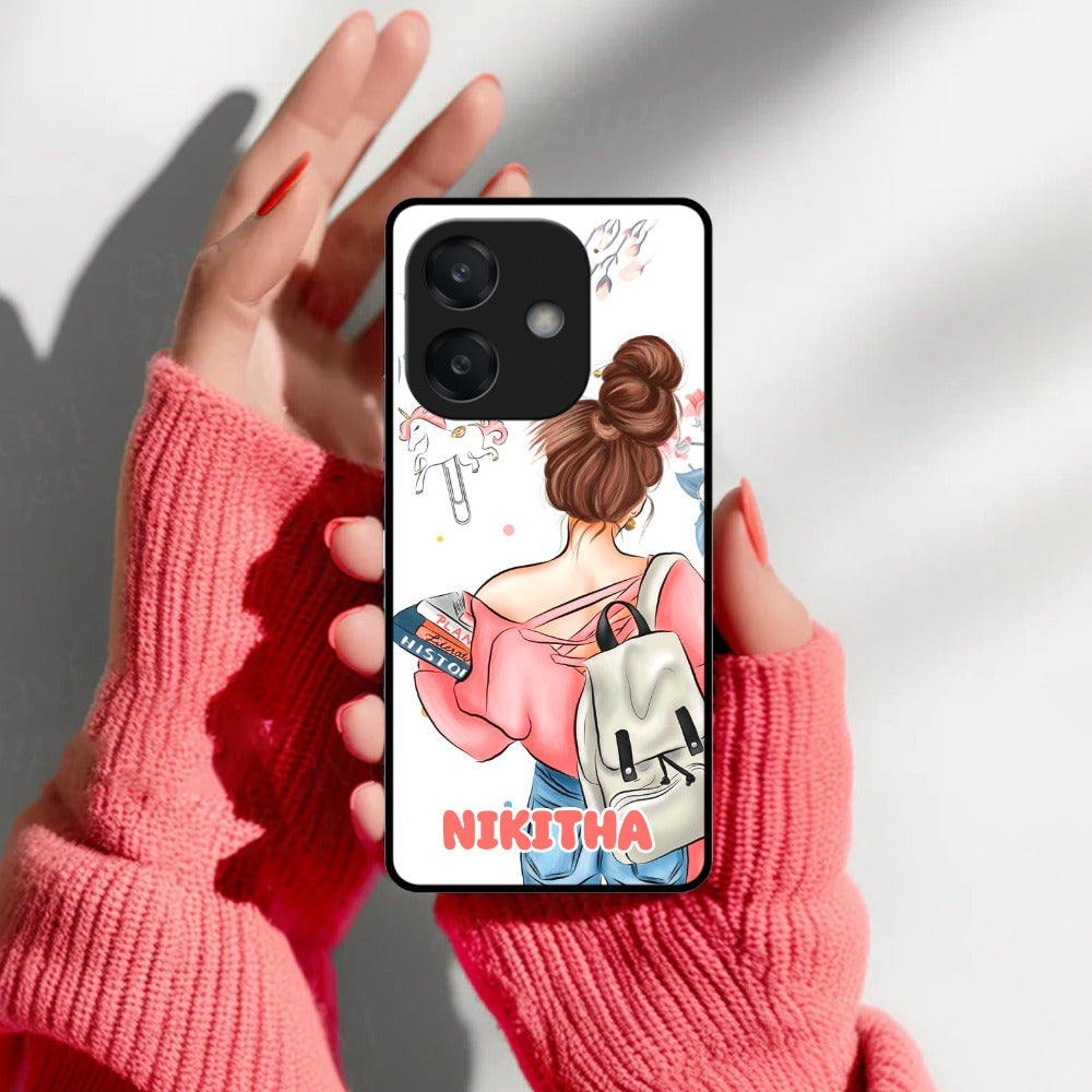 Girl With Book Glossy Metal Case Cover For Oppo