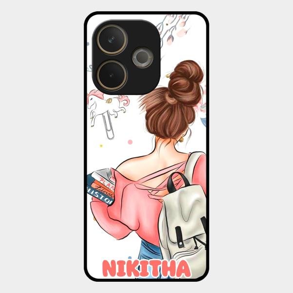 Girl With Book Glossy Metal Case Cover For Oppo A5 Pro 5G